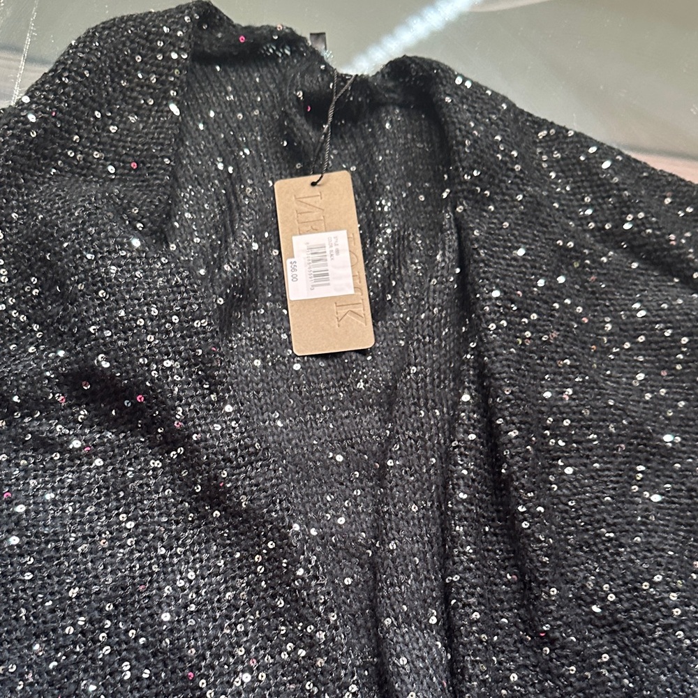 Vince Camuto Glittering Black Sequin Blouse